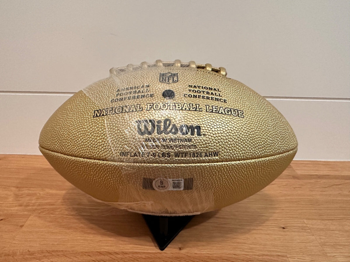Lawrence Taylor Signed Gold Wilson Duke NFL Football — Beckett Witness Certified