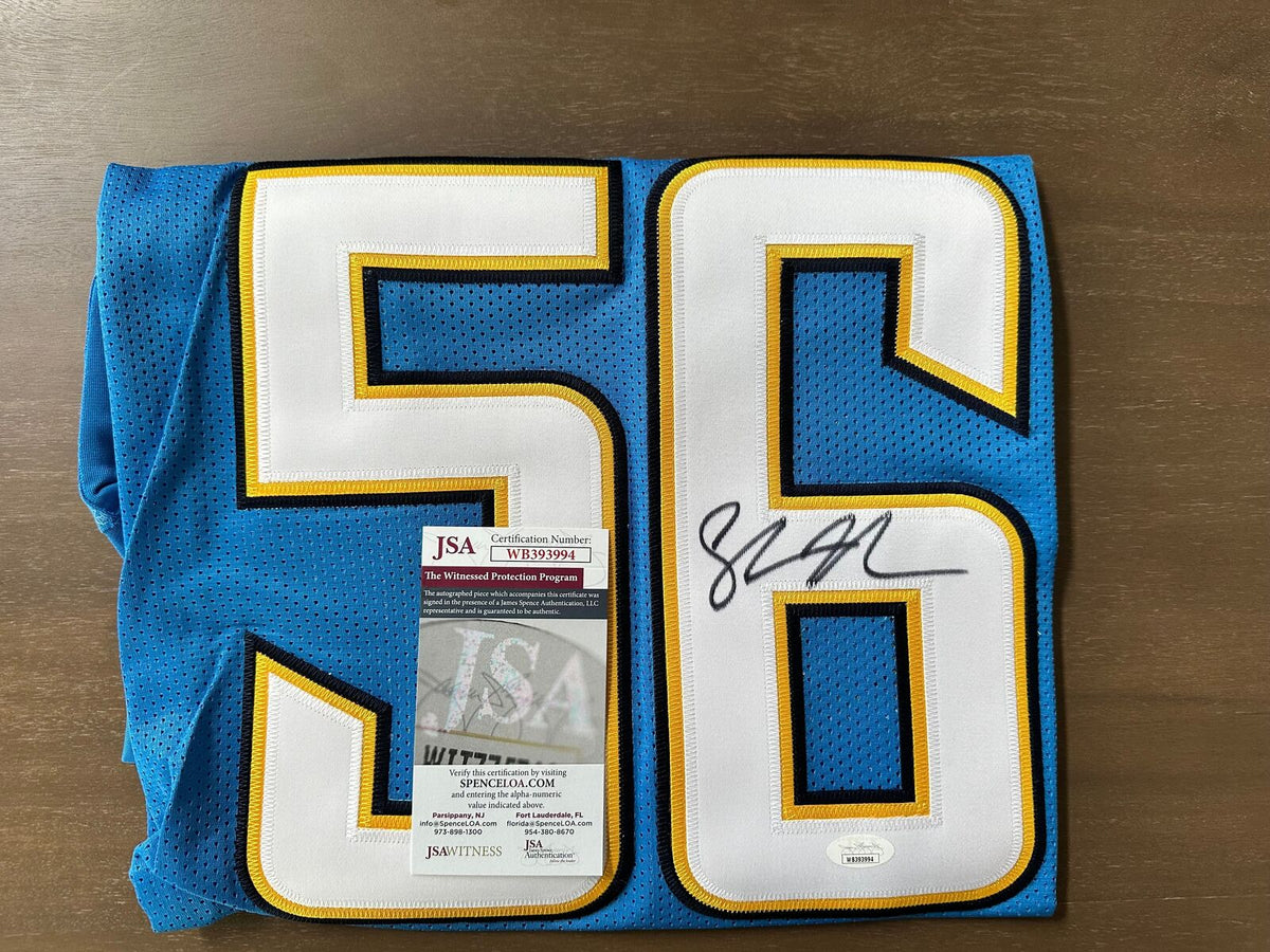 Shawne Merriman Signed Chargers Jersey #56 – JSA Witness Authenticated