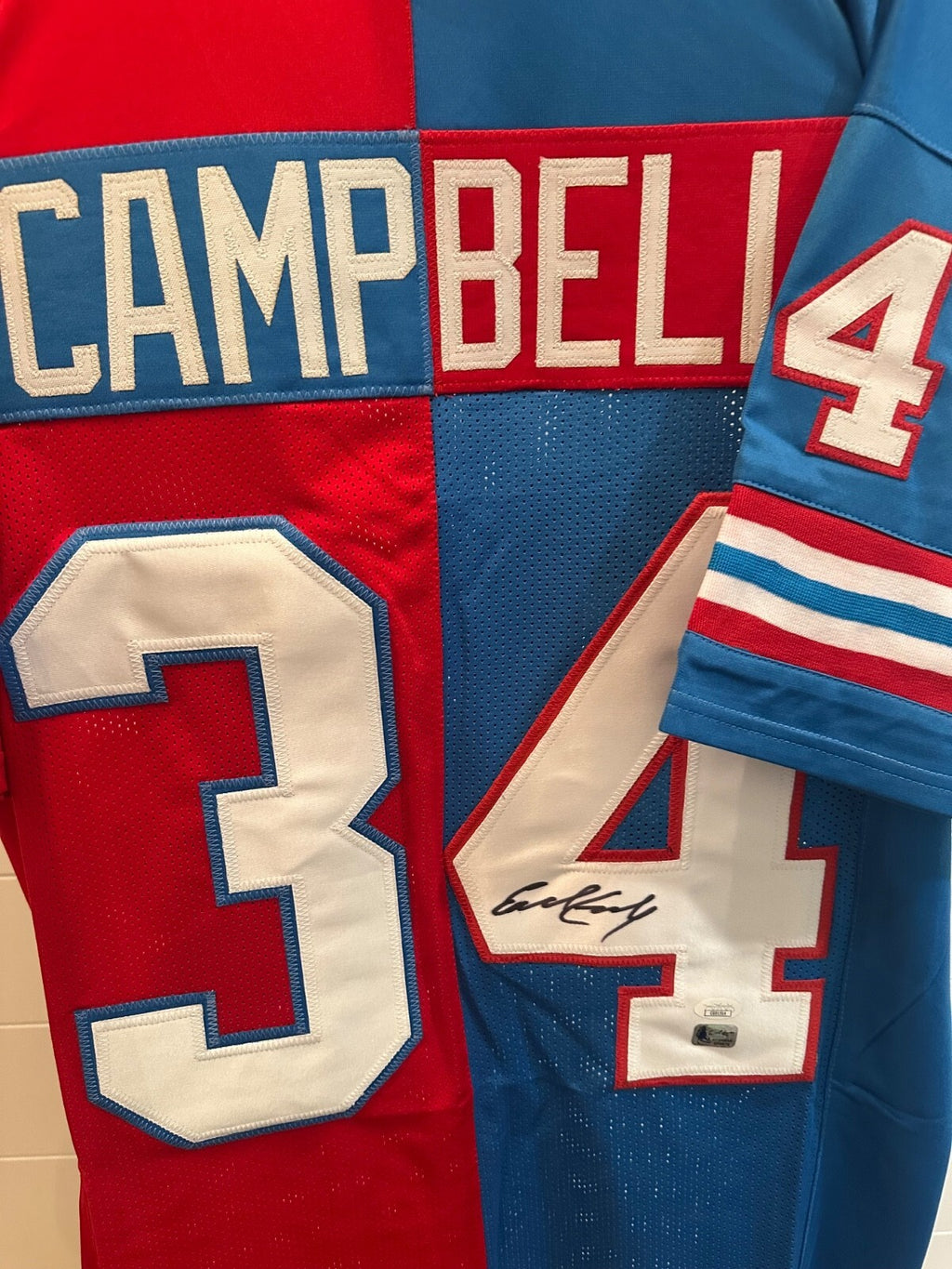Earl Campbell Signed #34 Split-Color Jersey – JSA & Fiterman Authenticated