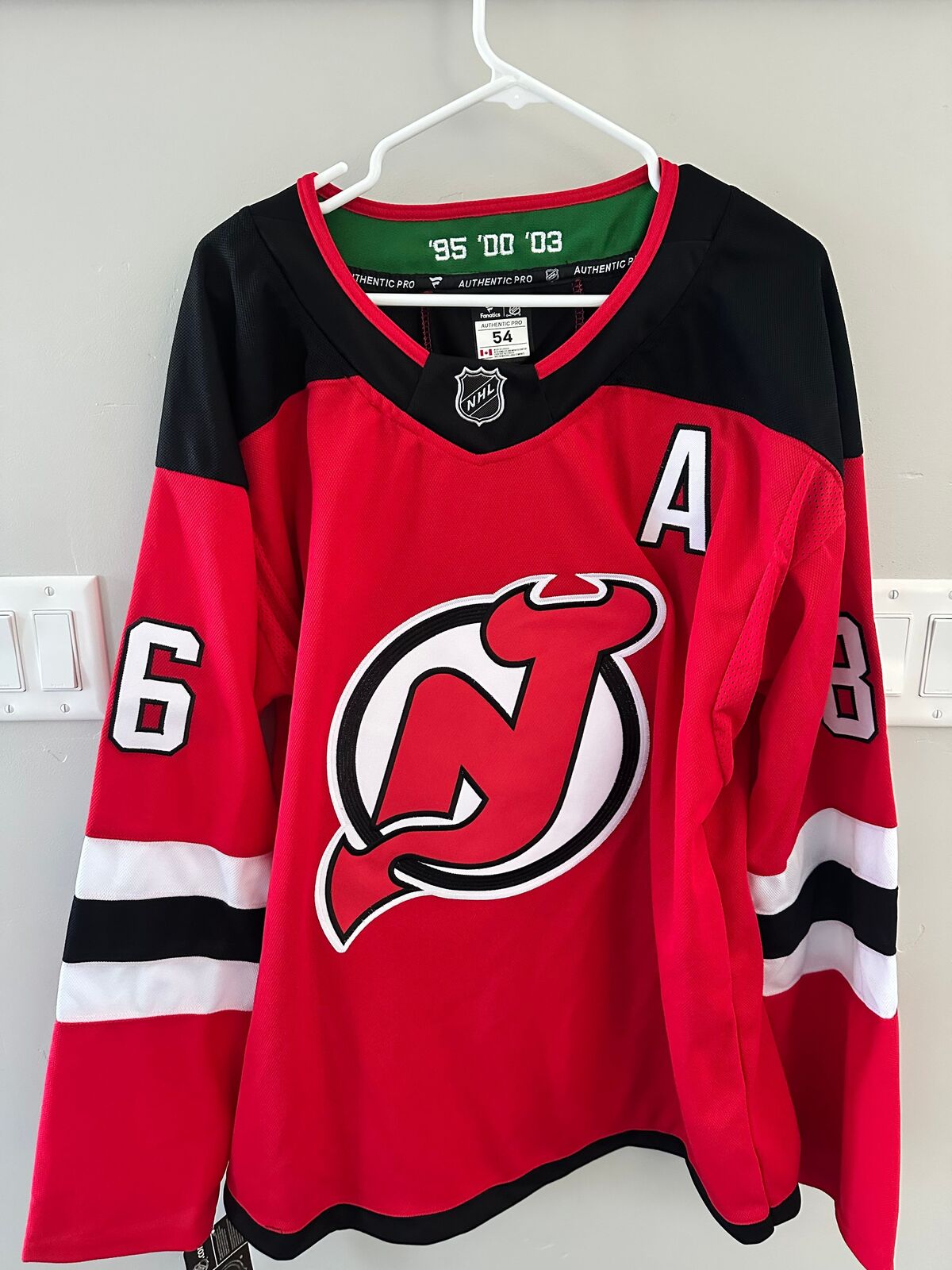Jack Hughes #86 New Jersey Devils Fanatics Authentic Pro jersey, size 54.