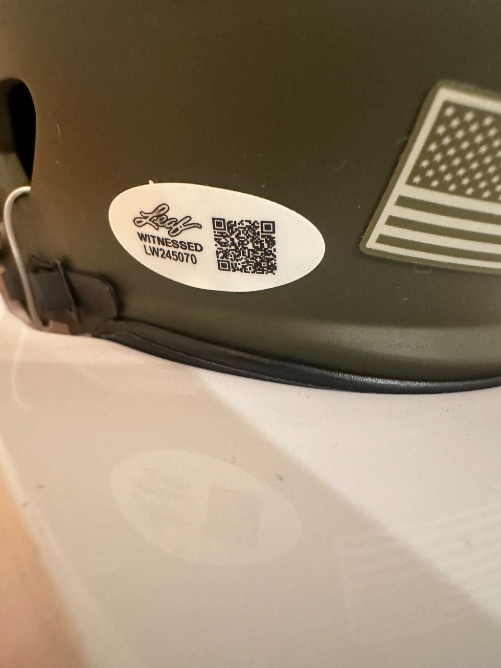 Jeremy Shockey Signed Saints Olive Green Mini Helmet – Leaf Witnessed