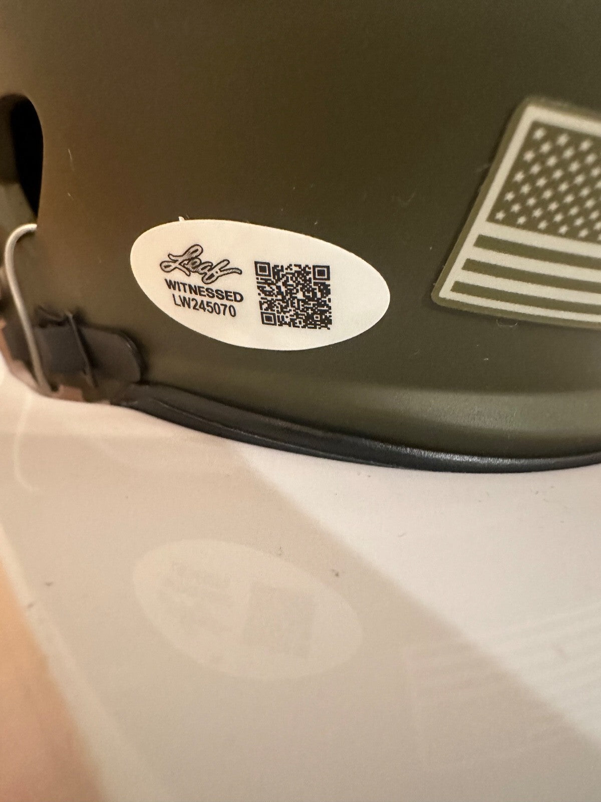 Jeremy Shockey Signed Saints Olive Green Mini Helmet – Leaf Witnessed