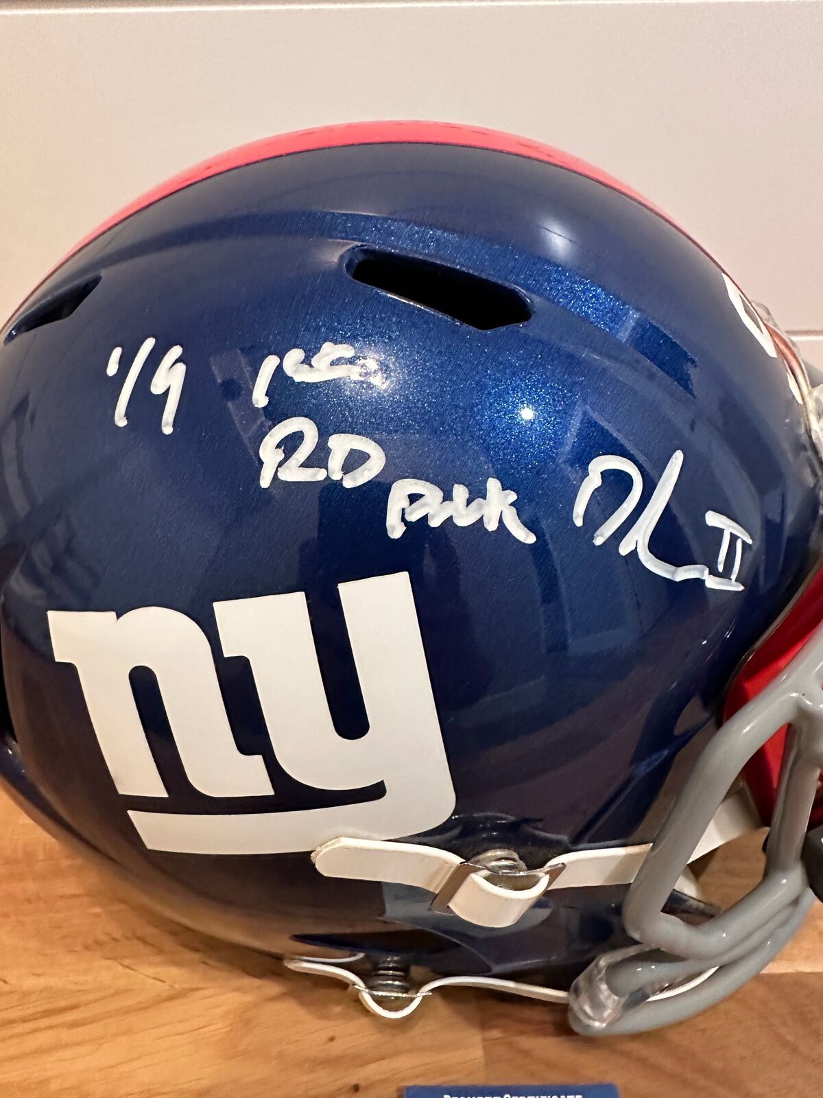 Dexter Lawrence Signed New York Giants Full-Size Riddell Replica Helmet –