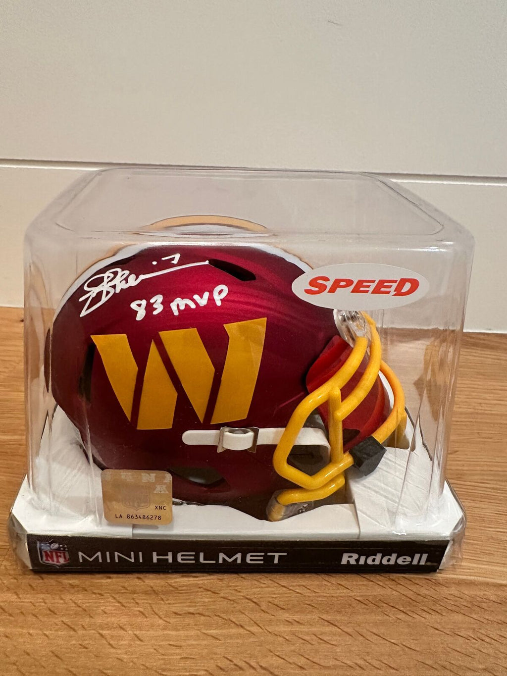 Joe Theismann Signed Washington Commanders Speed Mini Helmet — “83 MVP” — Becket