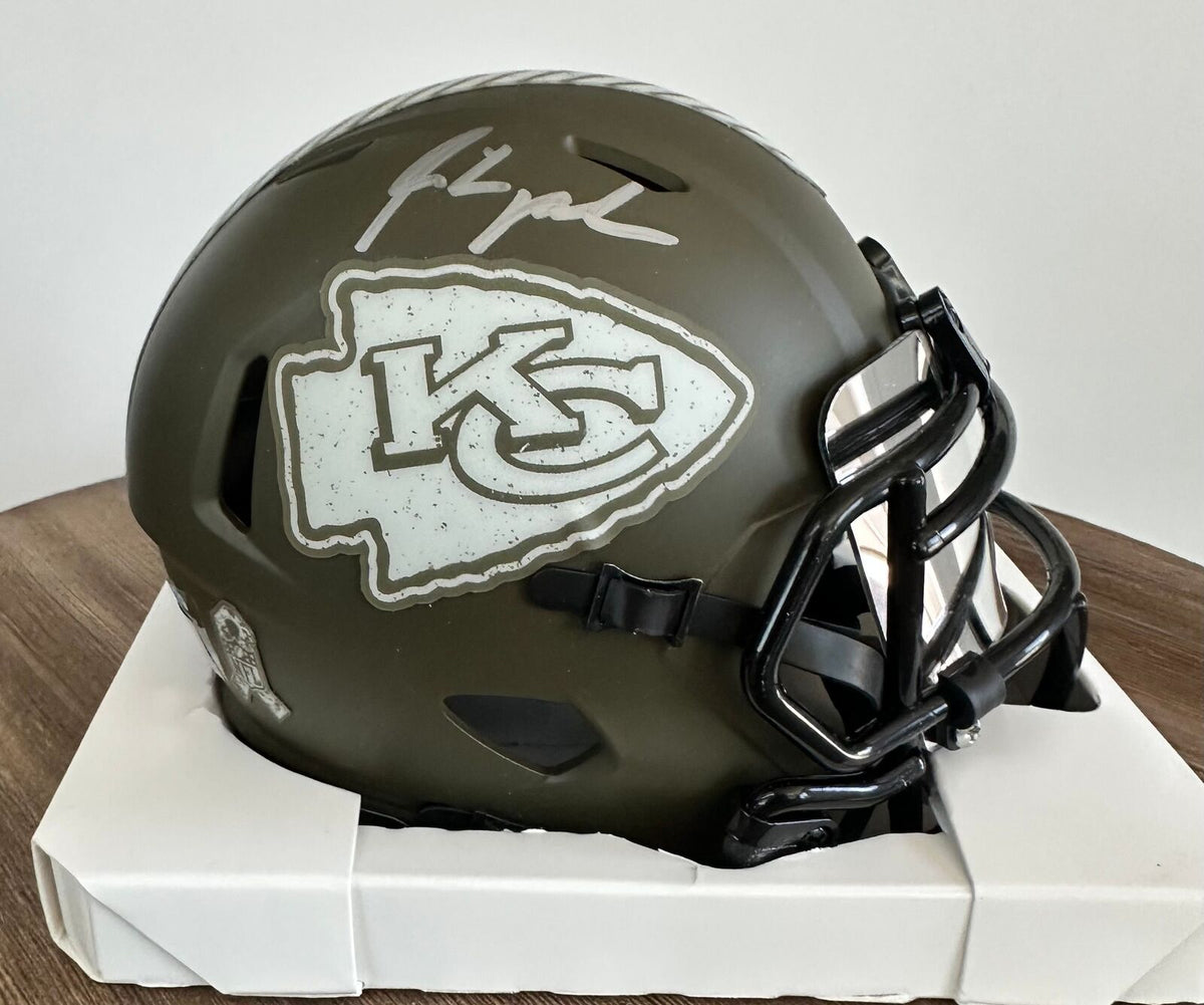 🏈 Isiah Pacheco Signed Chiefs Salute to Service Mini Helmet – Authenticated