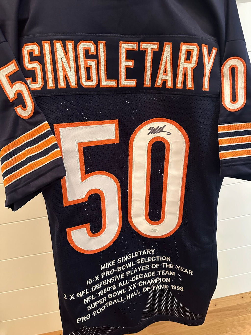 Mike Singletary Autographed Chicago Bears #50 Stat Jersey – JSA Authenticated