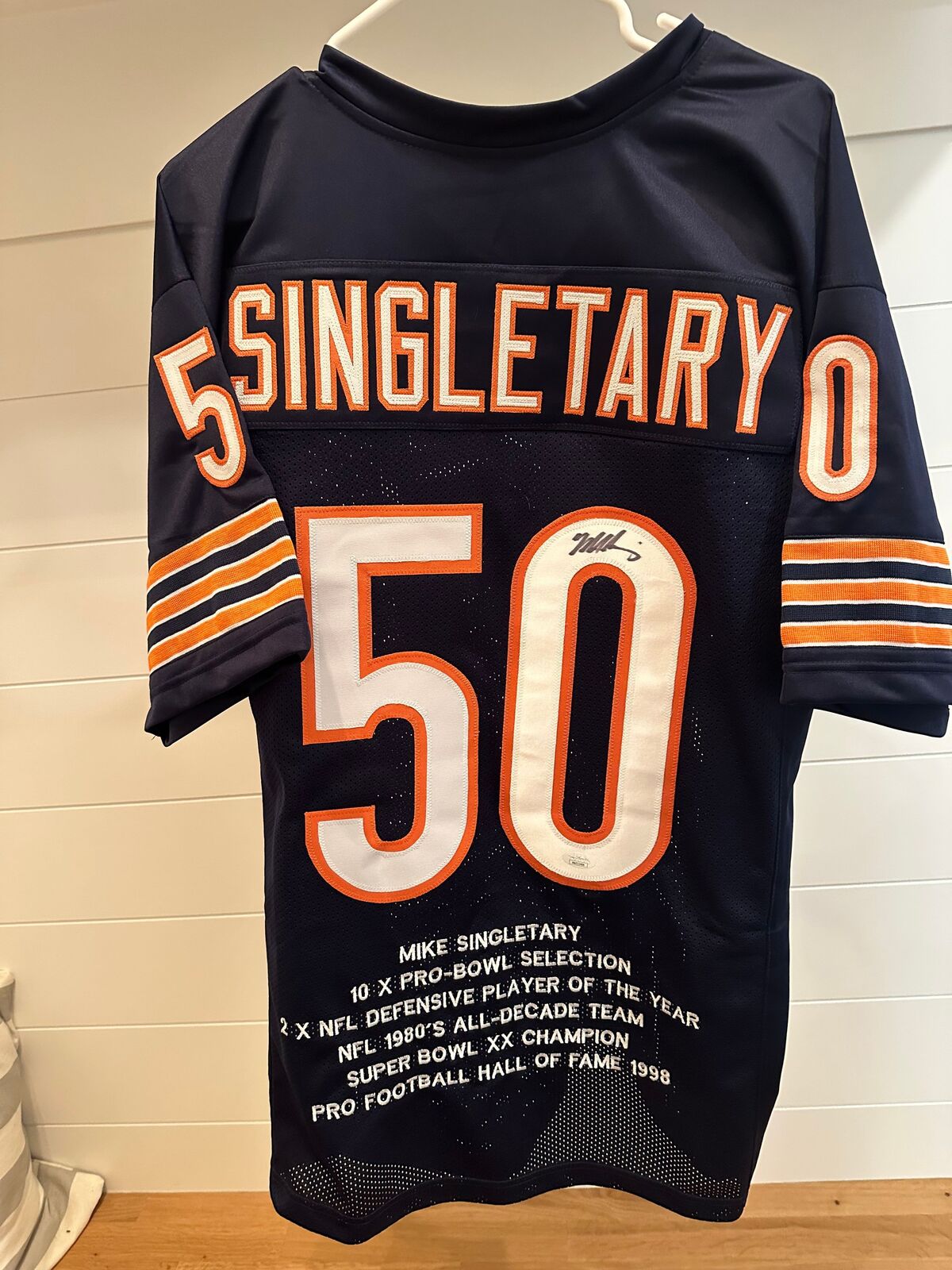 Mike Singletary Autographed Chicago Bears #50 Stat Jersey – JSA Authenticated