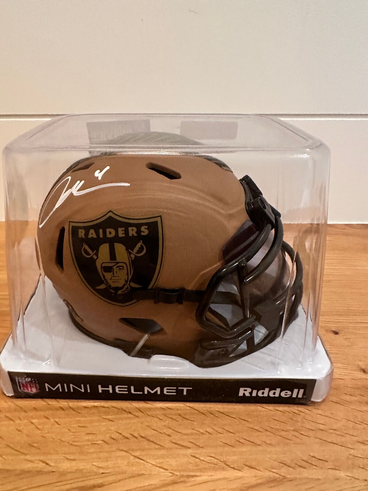 Aidan O’Connell Signed Raiders Salute to Service Mini Helmet with Visor