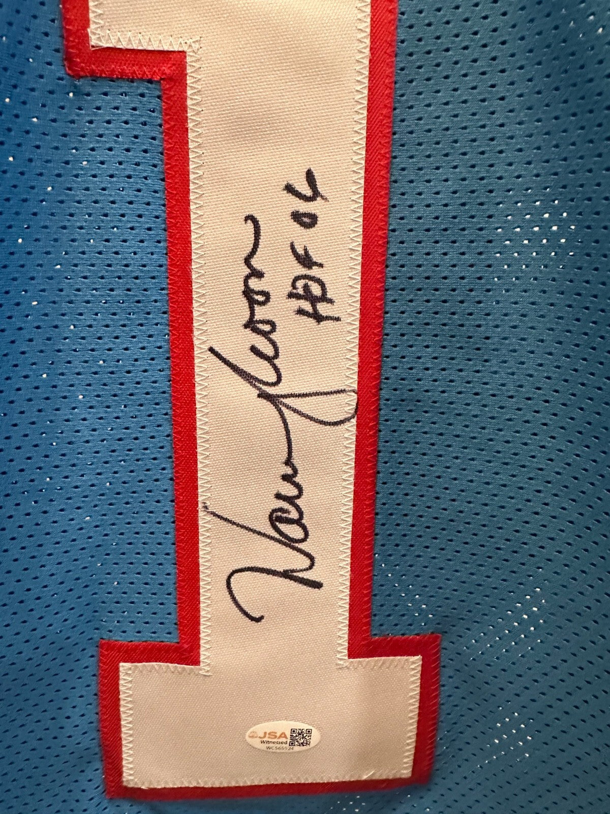 Warren Moon Signed Houston Oilers Stat Jersey – HOF 06 – JSA Witnessed
