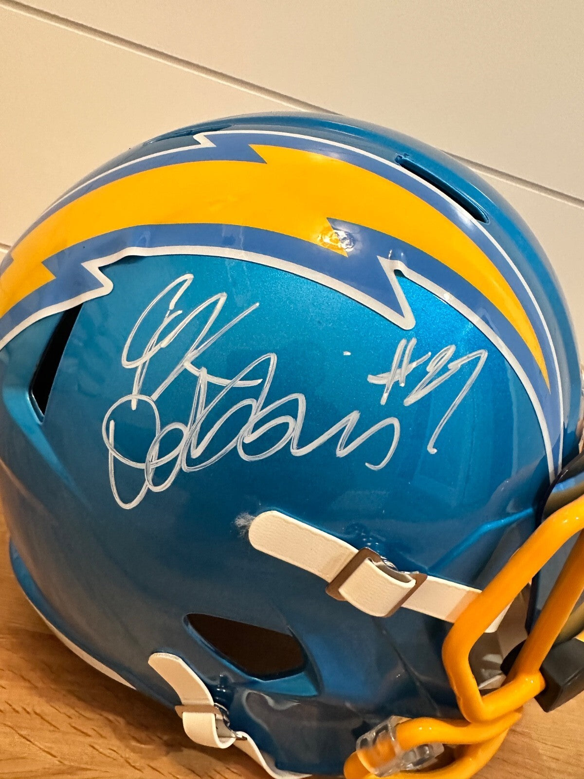 J.K. Dobbins Signed Chargers Full Size Helmet – Beckett Witnessed